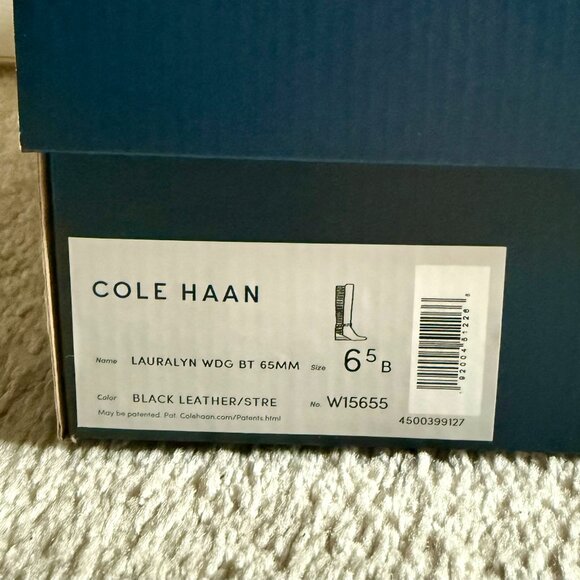 Cole Haan Women's Black 6.5 Knee High Stretch Wedge Boot - Picture 3 of 3